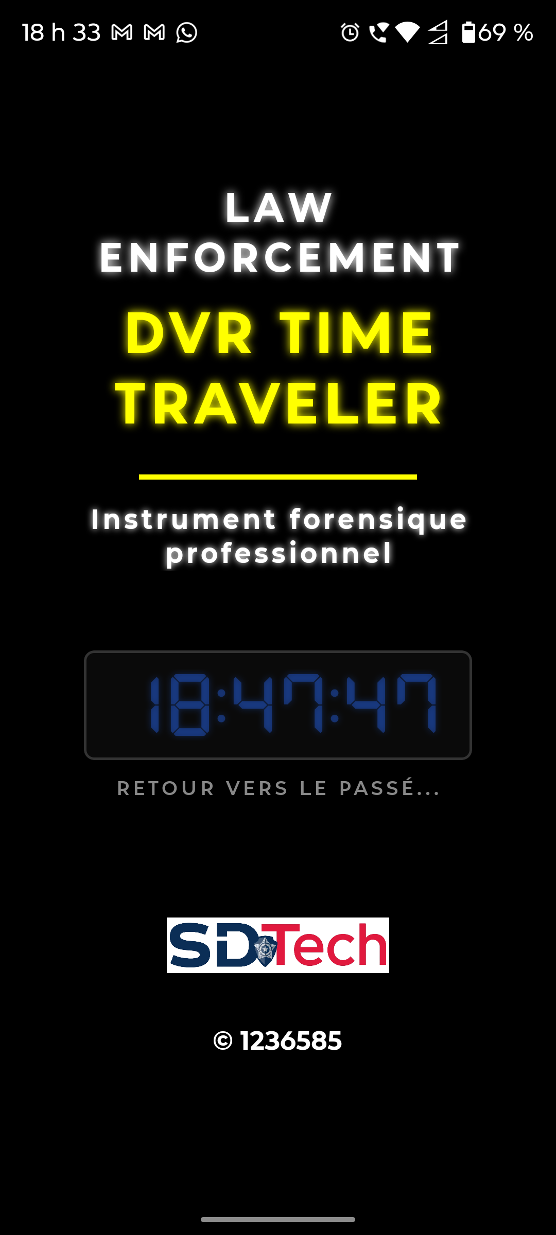 Capture d'écran de l'application DVR Time Traveler